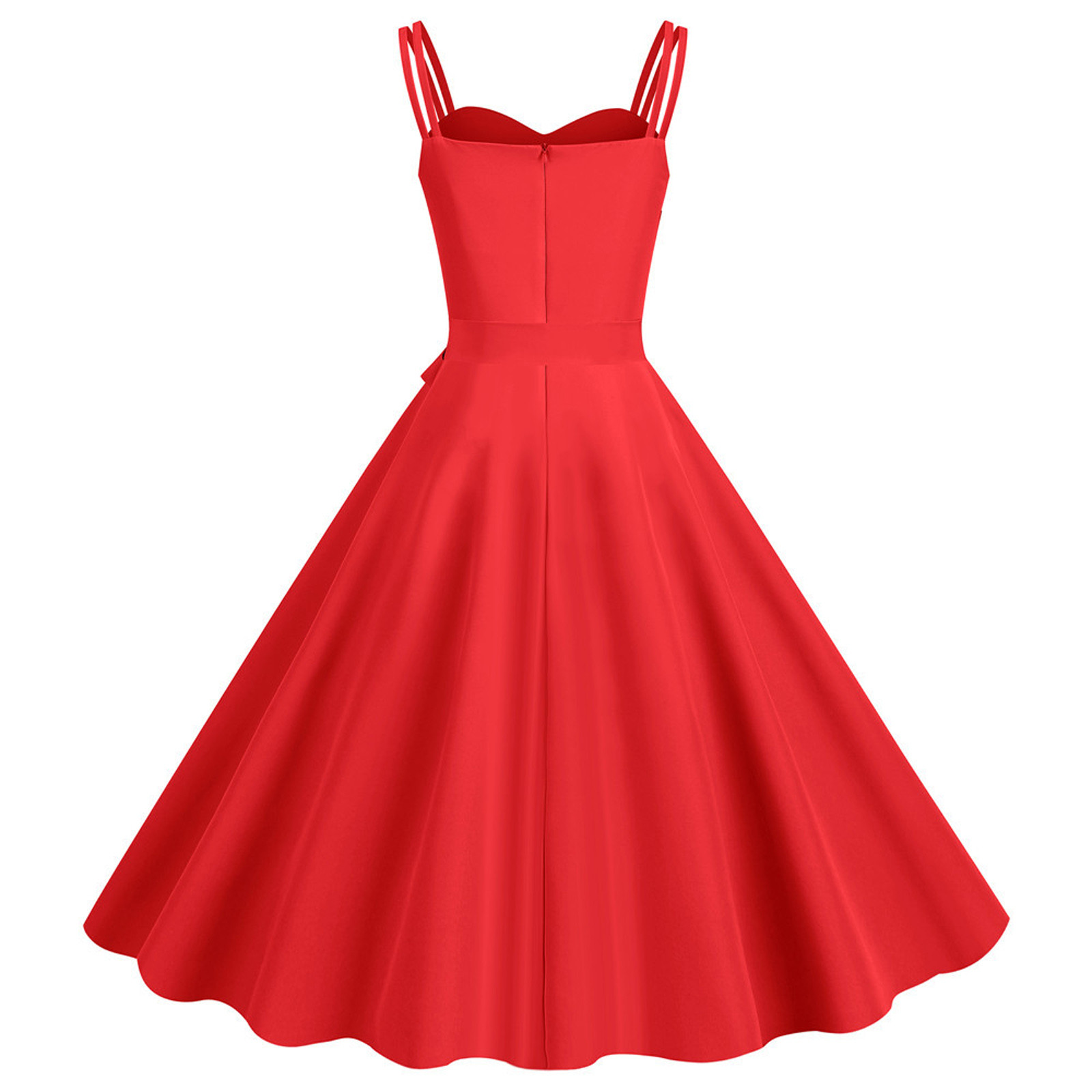 thumbnail image 5 of Vestido de fiesta sin mangas para mujer de los años 50: estampado floral, corte A, poliéster, cinturón extraíble, ropa de cóctel y fiesta, tallas S-XXL, contorno de pecho 88-104 cm, lavado a mano e, 5 of 5